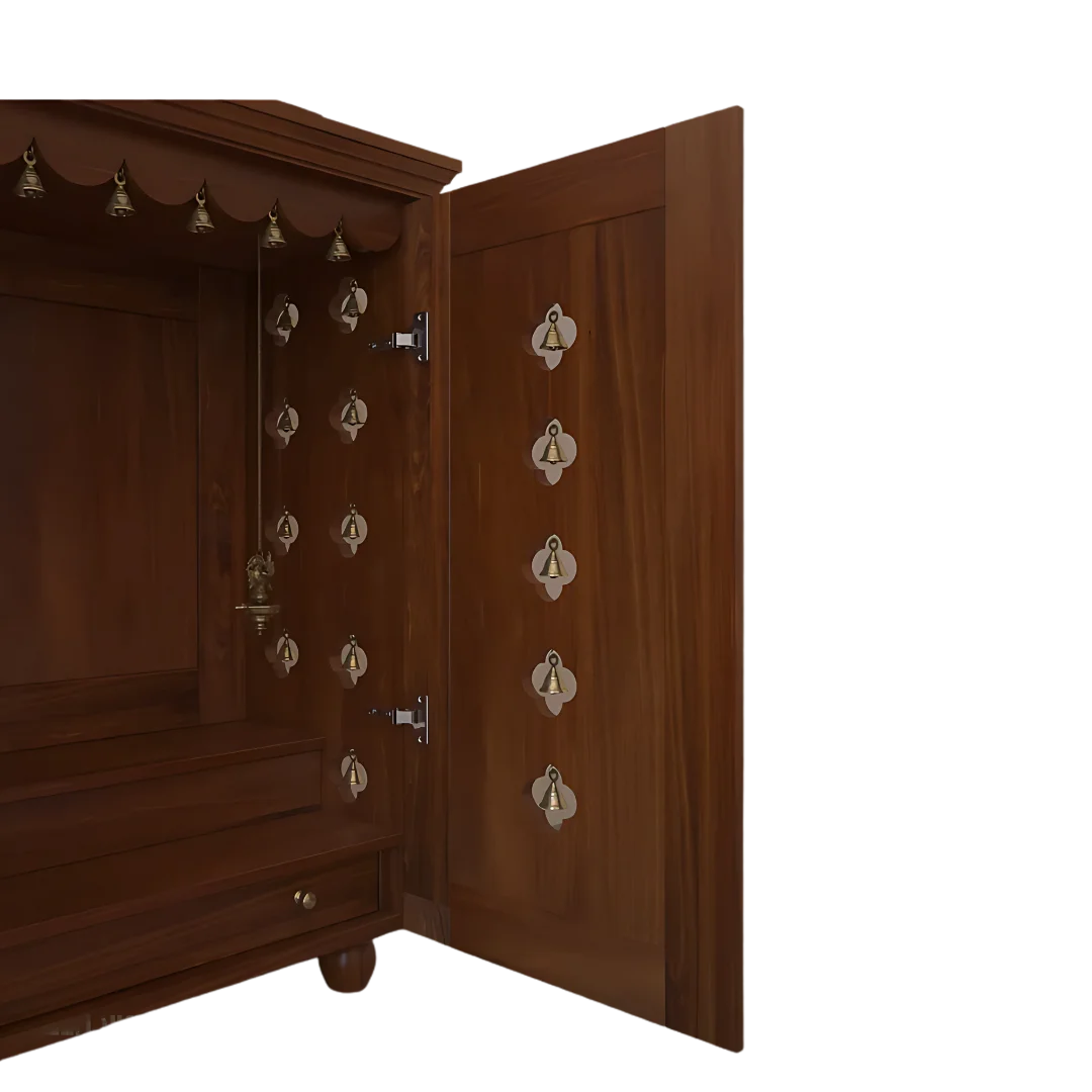 Aumkara Teak Wood Mandir with Door (Teak)