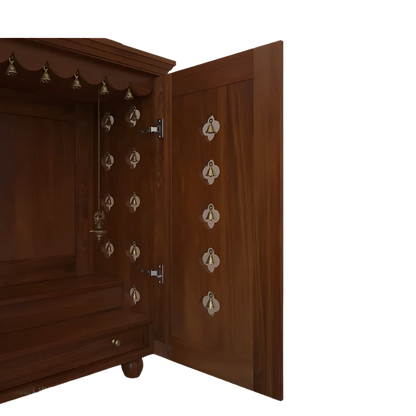 Aumkara Teak Wood Mandir with Door (Teak)