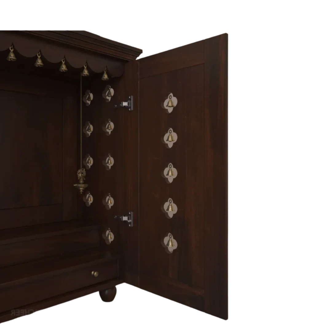 Aumkara Teak Wood Mandir with Door (Wenge)