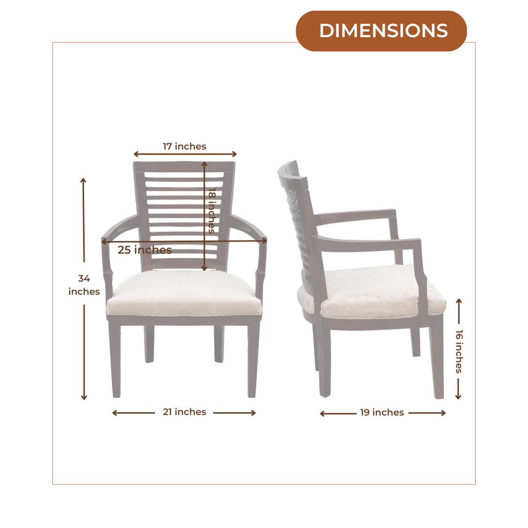 Aura Teak Wood Arm Chairs (Brown) dimensions