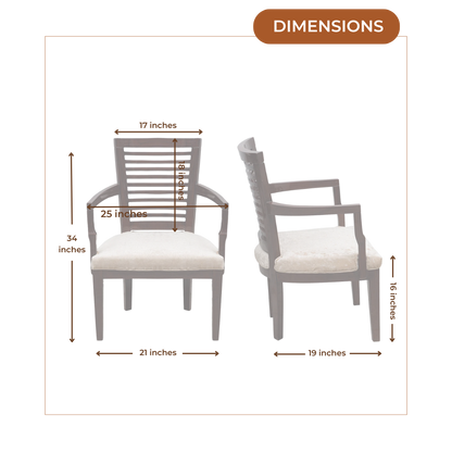 Aura Teak Wood Arm Chairs (Brown) dimensions