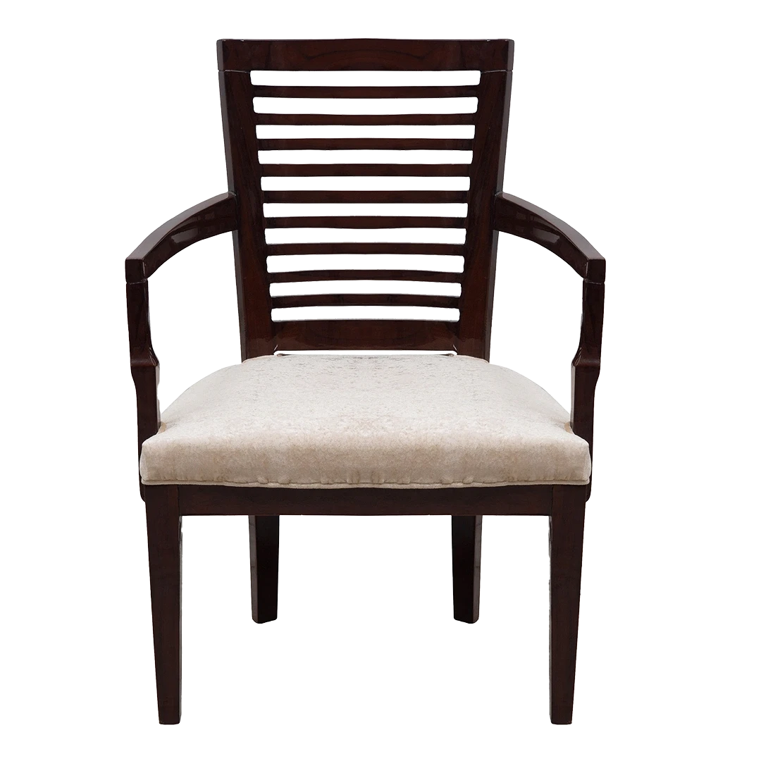 Aura Teak Wood Arm Chair in Brown color front view