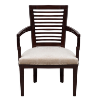 Aura Teak Wood Arm Chair in Brown color front view