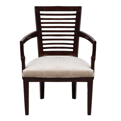 Aura Teak Wood Arm Chair in Brown color front view