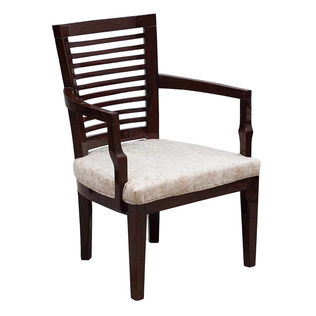 Aura Teak Wood Arm Chair in Brown color 45° side view