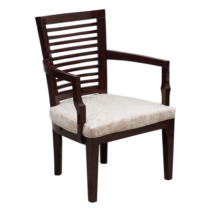 Aura Teak Wood Arm Chair in Brown color 45° side view
