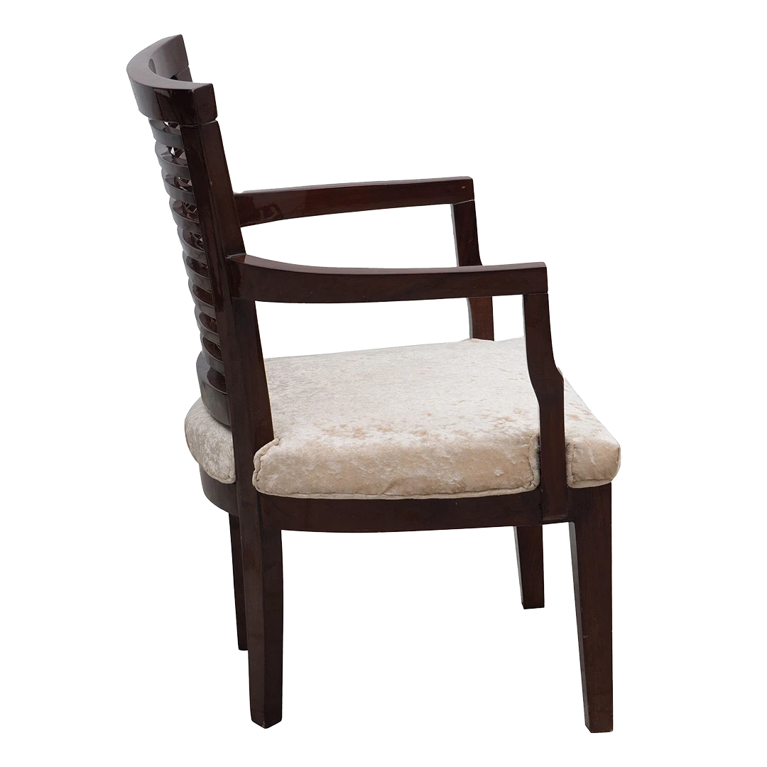 Aura Teak Wood Arm Chair in Brown color side view
