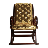 Aurum Fabric Upholstered Teak Wood Rocking Chair (Brown Gold) front view