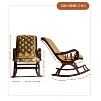 Aurum Fabric Upholstered Teak Wood Rocking Chair (Brown Gold) Dimensions Image