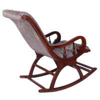 Back Side Angle of Kairo Teak Wood Fabric Rocking Chair (Brown Slate)