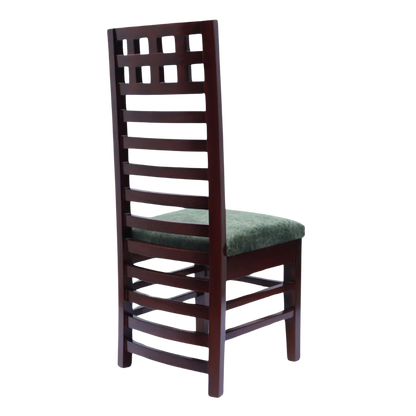 Back Side View of Stride Teak Wood Dining Chair (Brown Green)