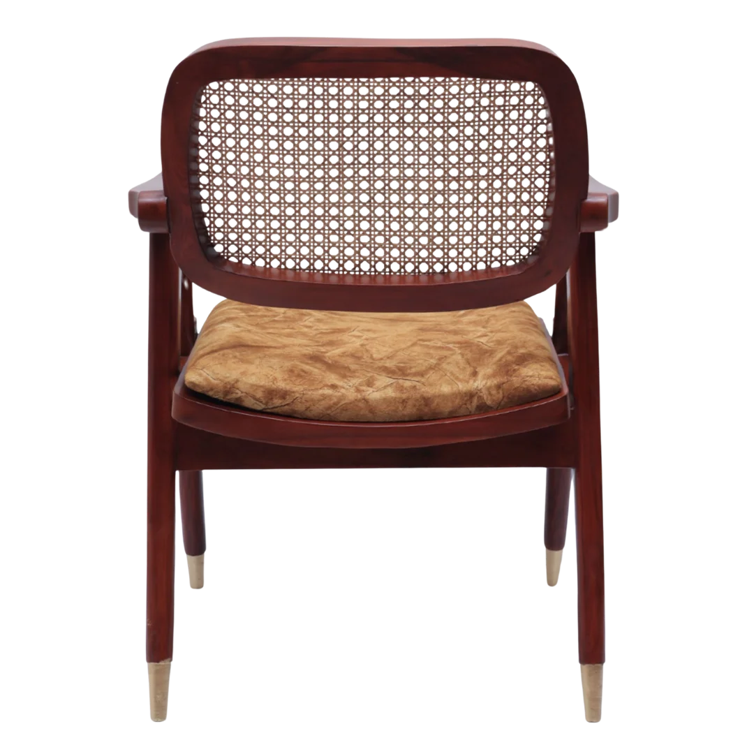 Back View of Aakar Teak Wood Arm Chairs (Brown Gold)