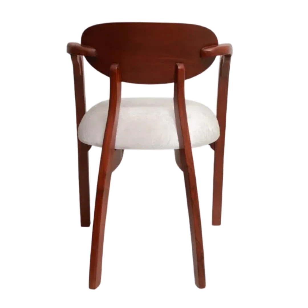 Back View of Abetos Teak Wood Arm Chairs (Brown Silver)