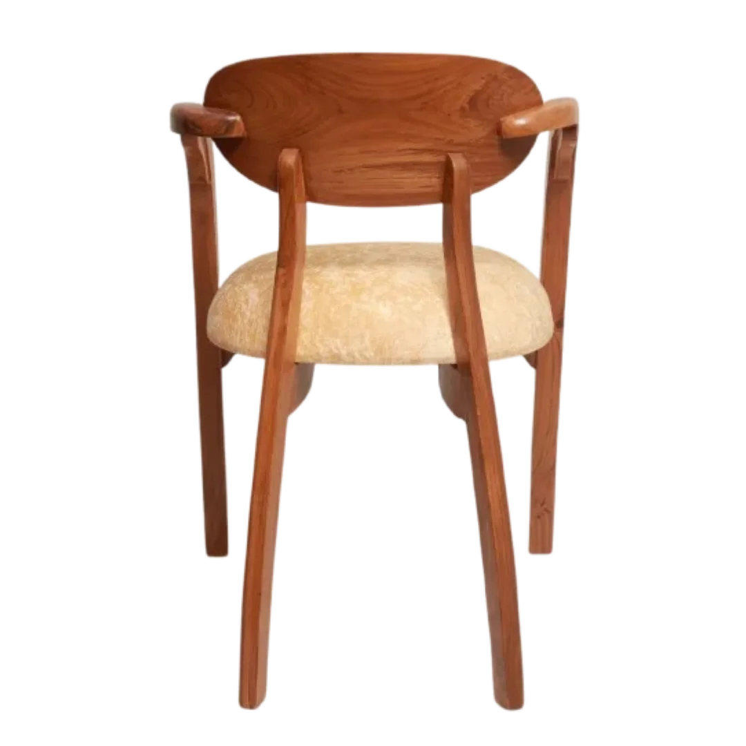 Back View of Abetos Teak Wood Arm Chairs (Teak Beige)