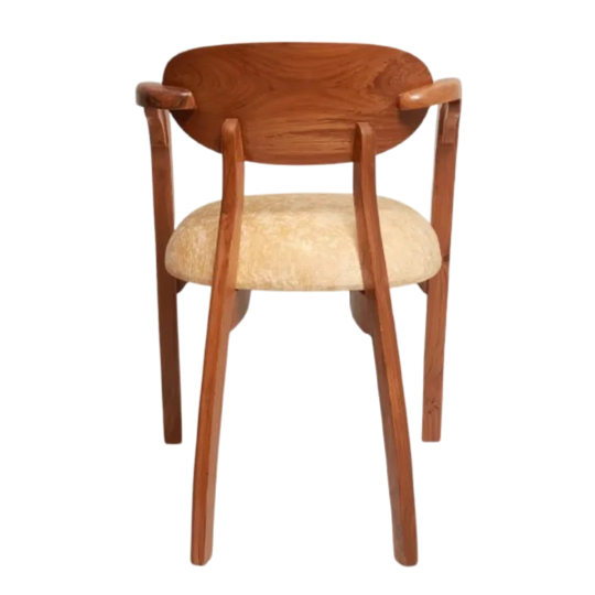 Back View of Abetos Teak Wood Arm Chairs (Teak Beige)