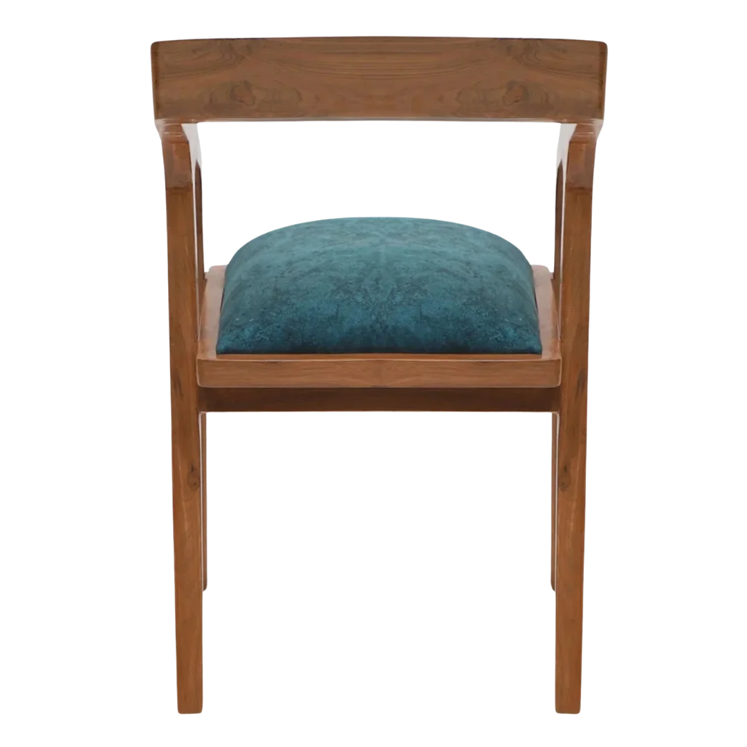 Back View of Aristo Teak Wood Arm Chairs (Teak Blue)