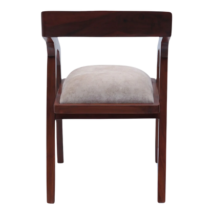 Back View of Aristo Teak Wood Arm Chairs (Brown Beige)
