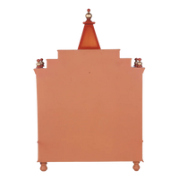 Back View of Brahma Shray Teak Wood Floor Rested Pooja Mandir (Teak Gold)