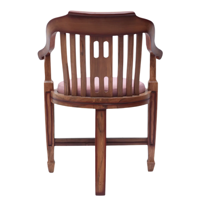 Back View of Canasto Teak Wood Arm Chairs (Teak Pink)