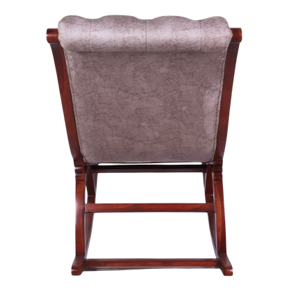 Back View of Kairo Teak Wood Fabric Rocking Chair (Brown Slate)
