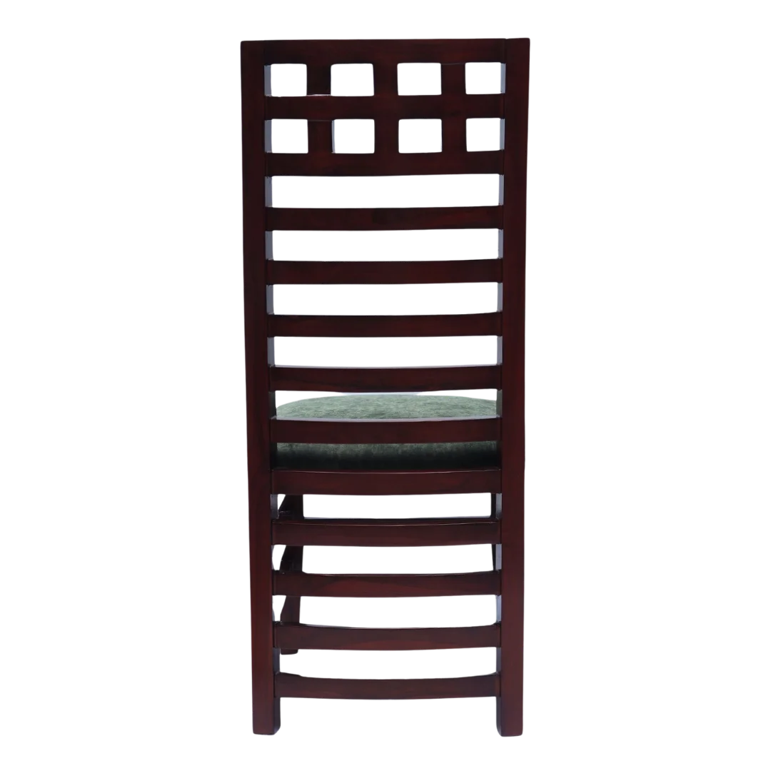 Back View of Stride Teak Wood Dining Chair (Brown Green)
