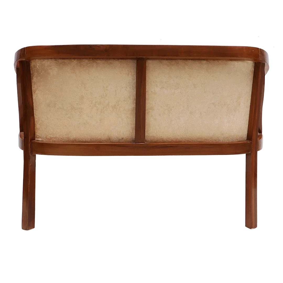 Back View of Verior Solid Wood Love Sofa (Teak Beige)