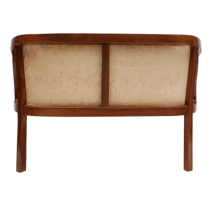 Back View of Verior Solid Wood Love Sofa (Teak Beige)