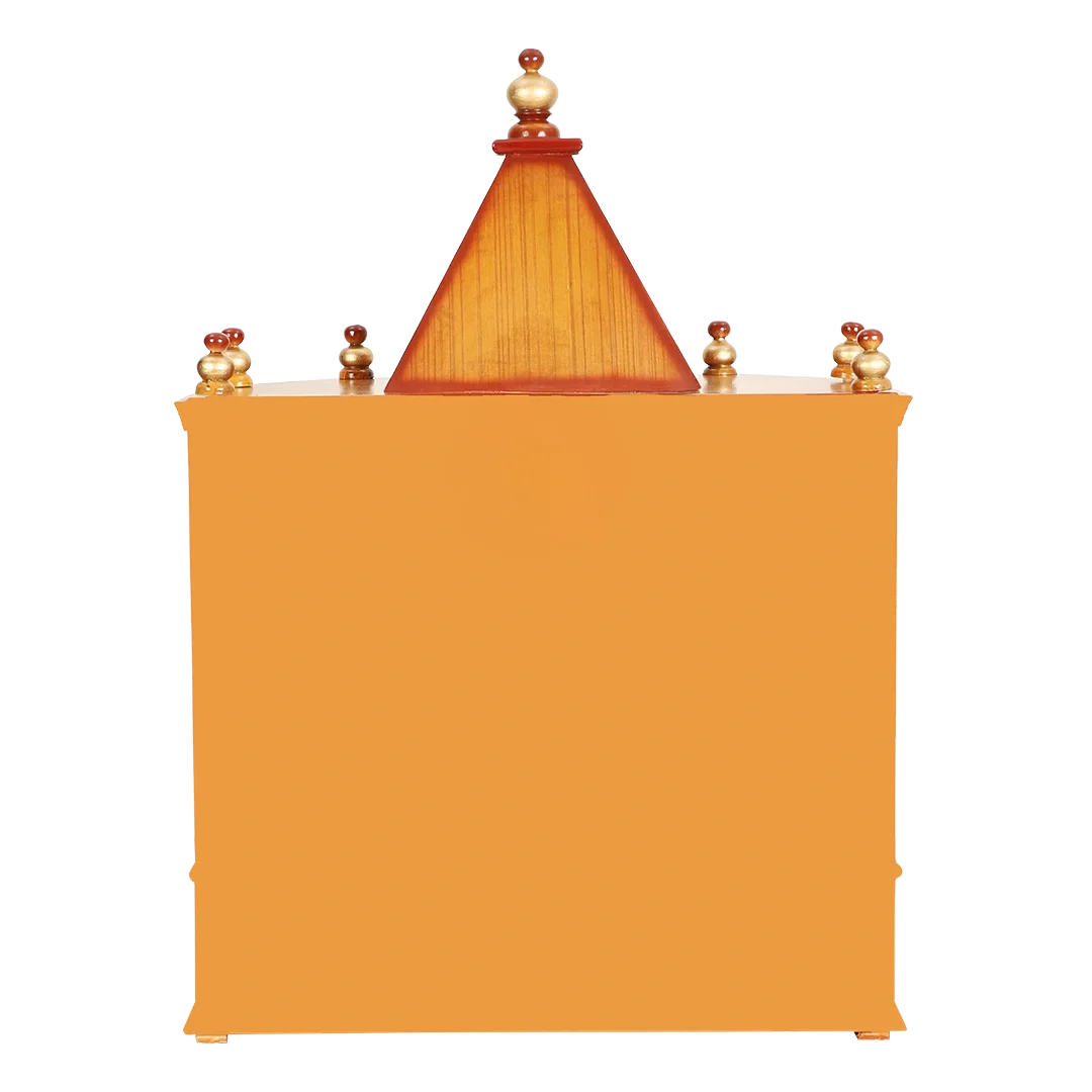 Back side image of Anugrah Wall Mount Pooja Mandir without Door (Teak Gold)