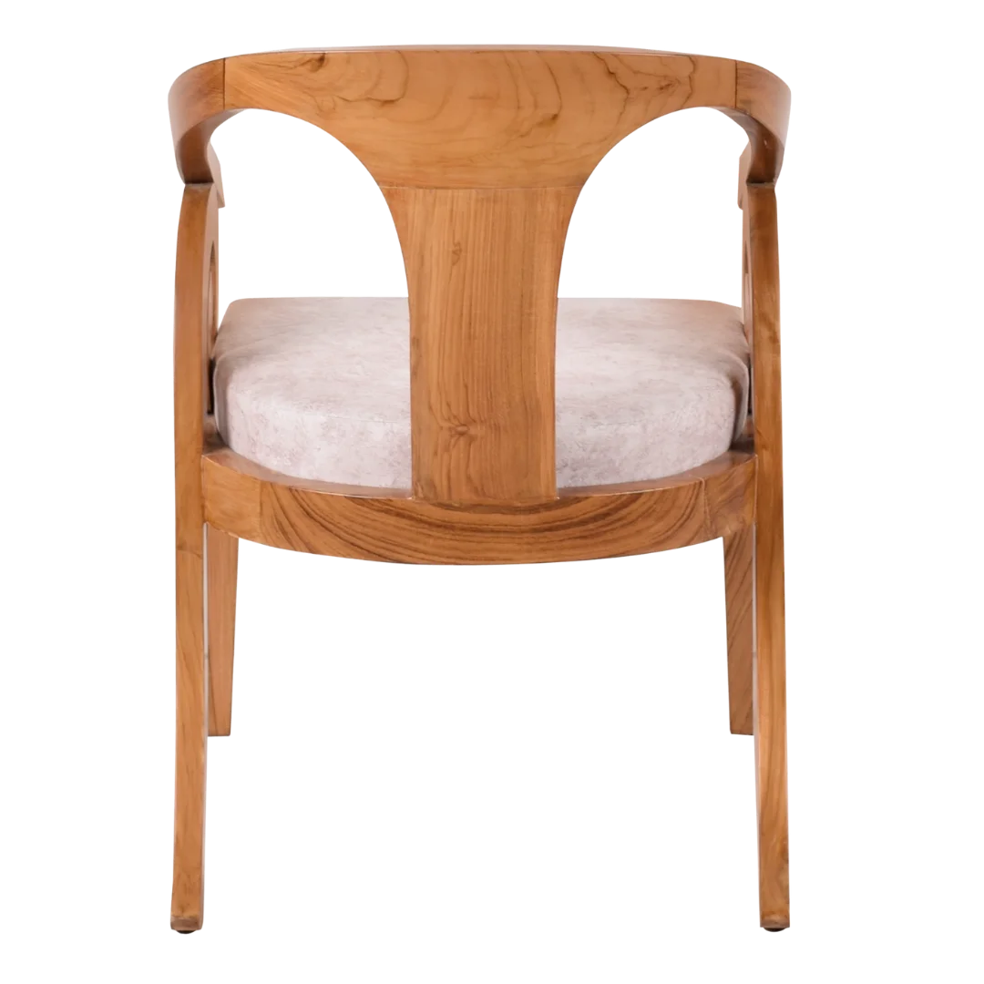 Back View of Arlaxa Teak Wood Arm Chair (Teak Beige)