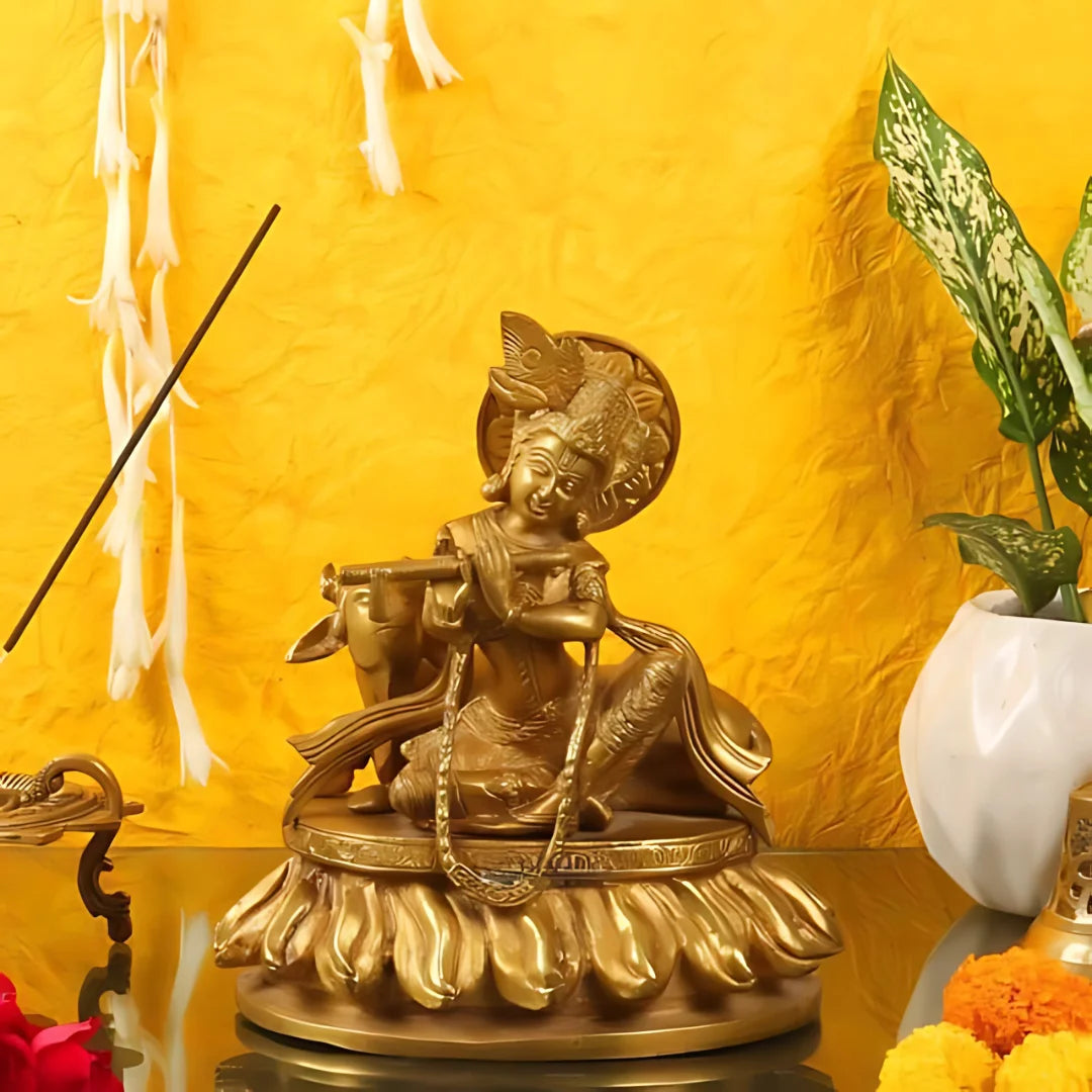 Banswuri Krishna Brass Idol lifestyle view