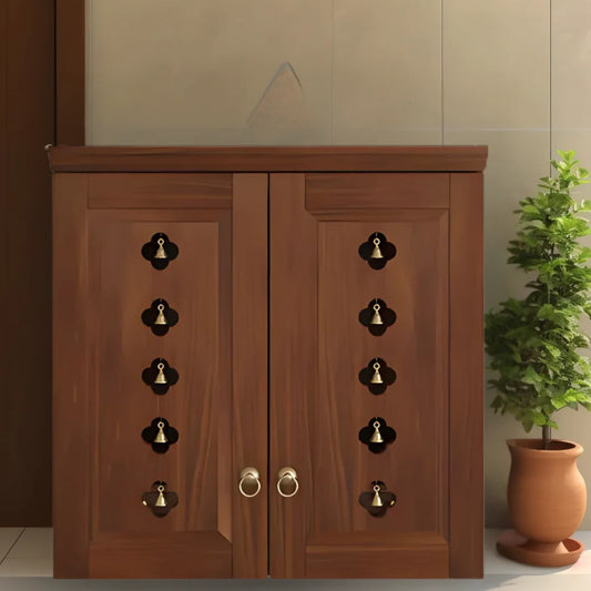 Barvya Pooja Mandir with Door (Teak) Lifestyle view