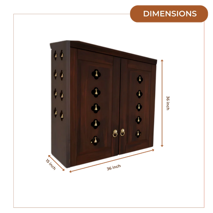 Barvya Pooja Mandir with Door (Wenge) Dimensions