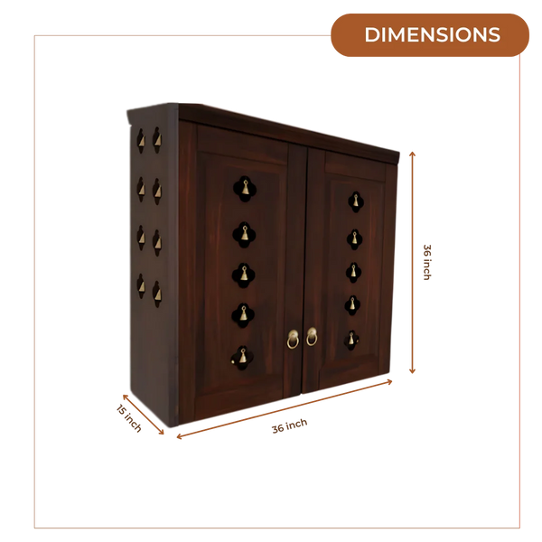 Barvya Pooja Mandir with Door (Wenge) Dimensions