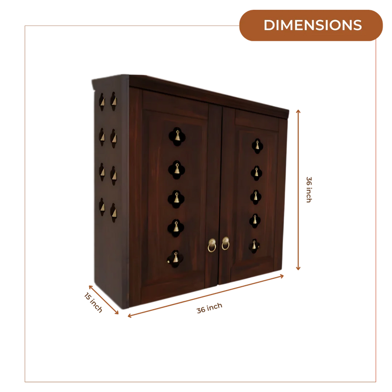 Barvya Pooja Mandir with Door (Wenge) Dimensions