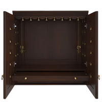 Barvya Pooja Mandir with Door (Wenge) Front View with open doors