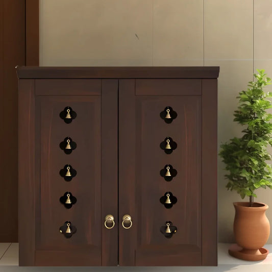 Barvya Pooja Mandir with Door (Wenge) Lifestyle view