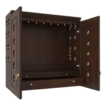 Barvya Pooja Mandir with Door (Wenge) Side View with open doors