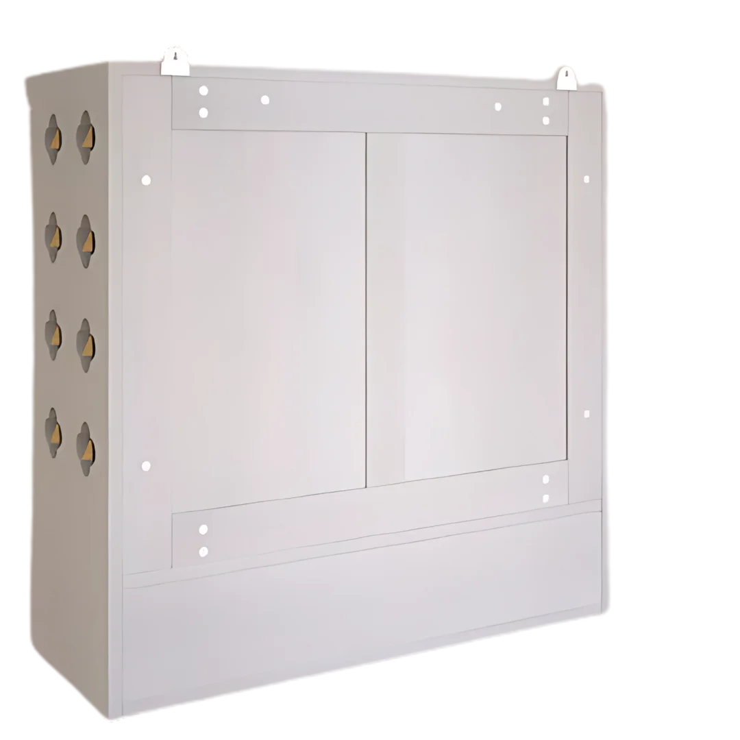 Barvya Pooja Mandir with Door(White) Back View