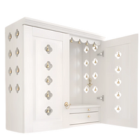 Barvya Pooja Mandir with Door(White) Side View