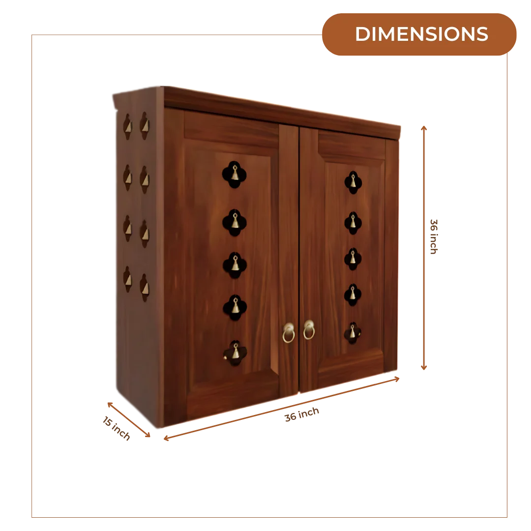 Barvya Pooja Mandir with Door (Teak) Dimensions