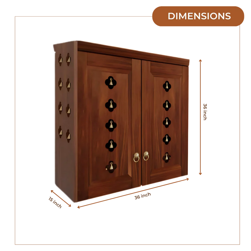 Barvya Pooja Mandir with Door (Teak) Dimensions