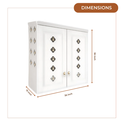 Barvya Pooja Mandir with Door (White) Dimensions