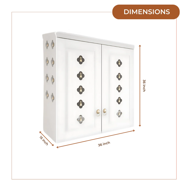 Barvya Pooja Mandir with Door (White) Dimensions