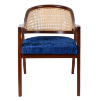 Bemla Teak Wood Arm Chair in Brown Blue color front view