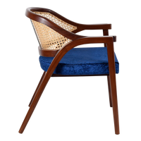 Bemla Teak Wood Arm Chair in Brown Blue color side view