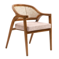 Bemla Teak Wood Arm Chair in Teak Biege color 45° side view