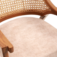 Bemla Teak Wood Arm Chair in Teak Biege color zoom view seat