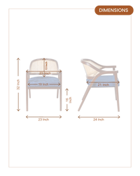 Bemla Teak Wood Arm Chairs (Brown Blue) dimensions