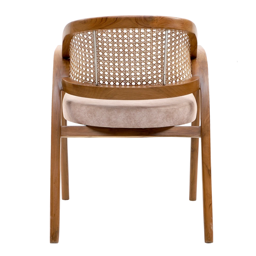 Bemla Teak Wood Arm Chair in Teak Biege color back view