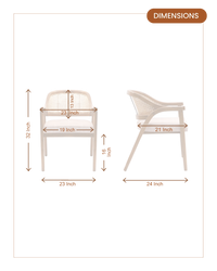 Bemla Teak Wood Arm Chairs (Teak Beige) Dimensions